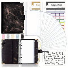 Cross Border A6 Binder Marble Notebook PU Leather Cash Budget Book
