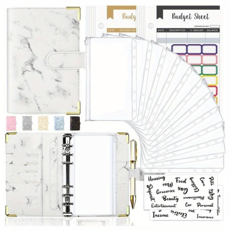 Cross Border A6 Binder Marble Notebook PU Leather Cash Budget Book