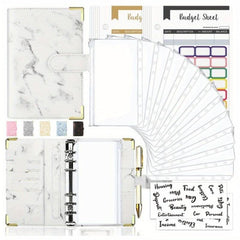 Cross Border A6 Binder Marble Notebook PU Leather Cash Budget Book