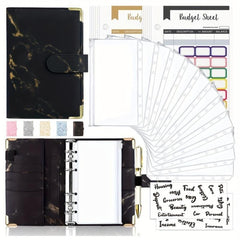 Cross Border A6 Binder Marble Notebook PU Leather Cash Budget Book
