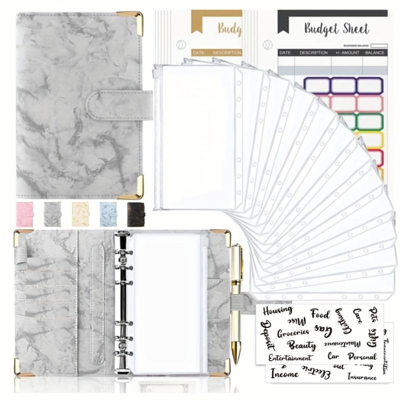 Cross Border A6 Binder Marble Notebook PU Leather Cash Budget Book