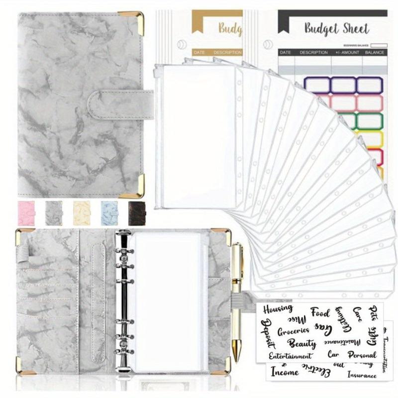 Cross Border A6 Binder Marble Notebook PU Leather Cash Budget Book