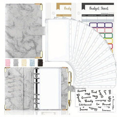 Cross Border A6 Binder Marble Notebook PU Leather Cash Budget Book