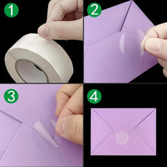 1000pcs Crystal Clear 2 Round Stickers Envelope Tab Sealer