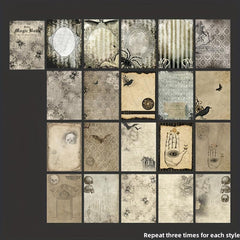 60pcs Magic Academy Series Retro Handbook Collage Cards Background Paper