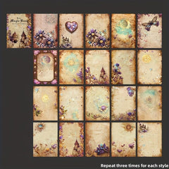 60pcs Magic Academy Series Retro Handbook Collage Cards Background Paper