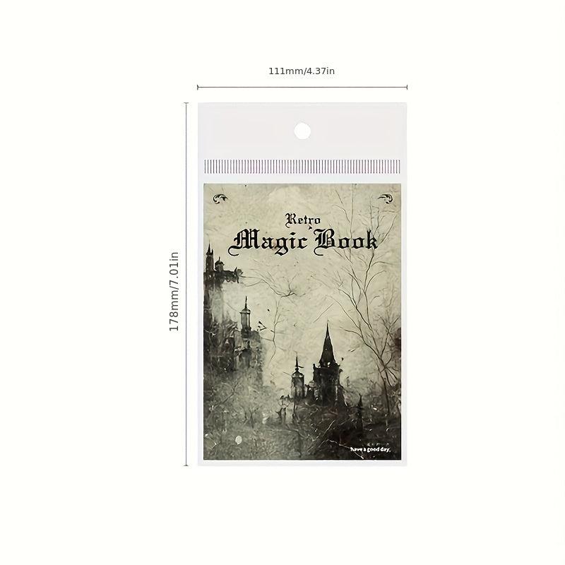 60pcs Magic Academy Series Retro Handbook Collage Cards Background Paper