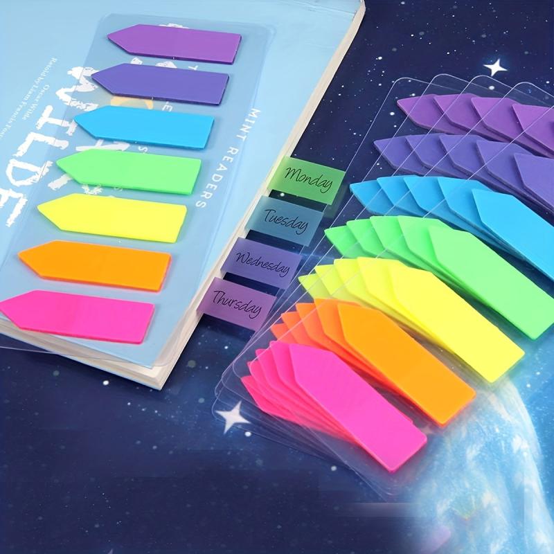 Fluorescent Index Sticker Flat Head Random Sticker Sticky Note 140 Sheets