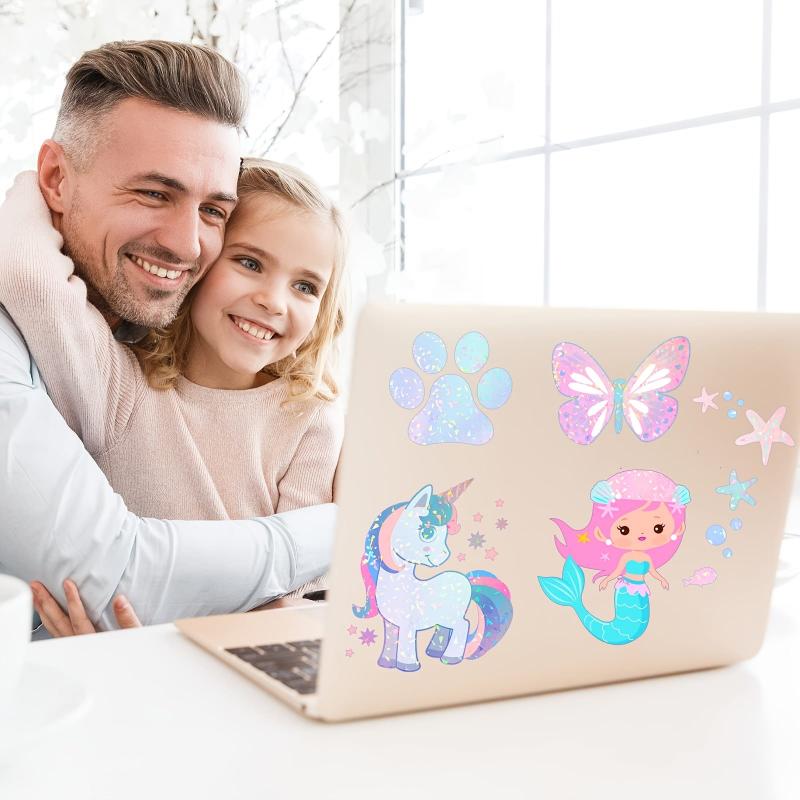 24 Pcs Holographic Sticker Paper A4 Vinyl Laminate Film Overlay Self Adhesive