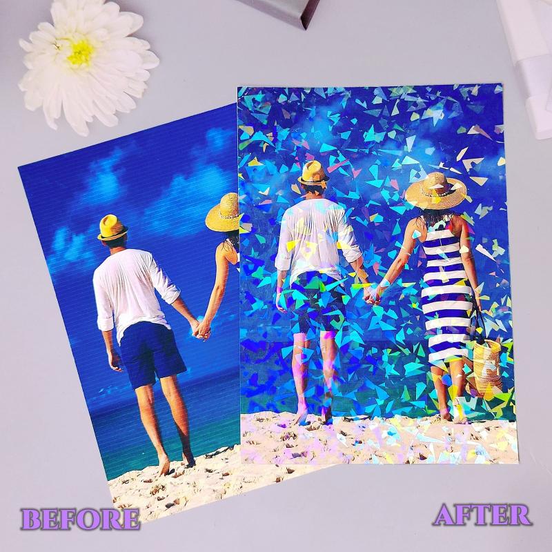 24 Pcs Holographic Sticker Paper A4 Vinyl Laminate Film Overlay Self Adhesive