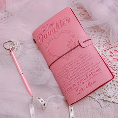 Daughter Gift To My Daughter Leather Journal Heart Rhinestone Pen Set