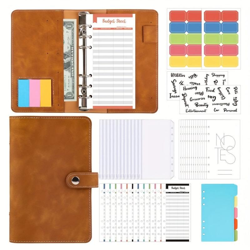 Retro A6 PU Leather Notebook for Cash Budgeting