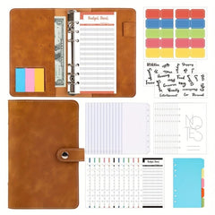 Retro A6 PU Leather Notebook for Cash Budgeting