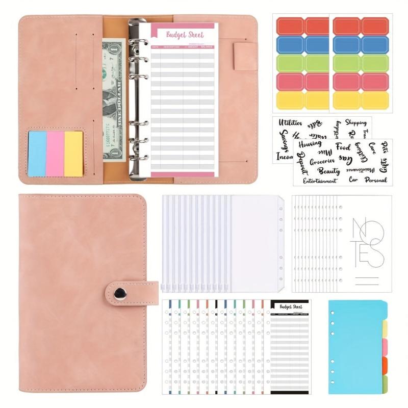 Retro A6 PU Leather Notebook for Cash Budgeting