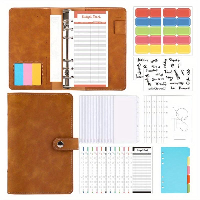 Retro A6 PU Leather Notebook for Cash Budgeting