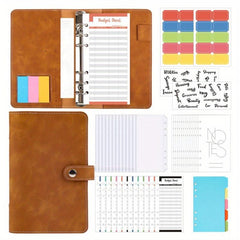 Retro A6 PU Leather Notebook for Cash Budgeting