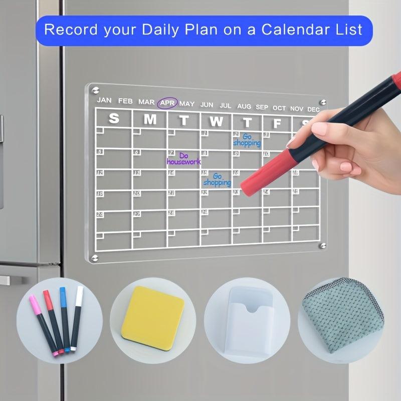 Acrylic Magnetic Dry Erase Calendar Board For Fridge 34.8x24.89 Inches