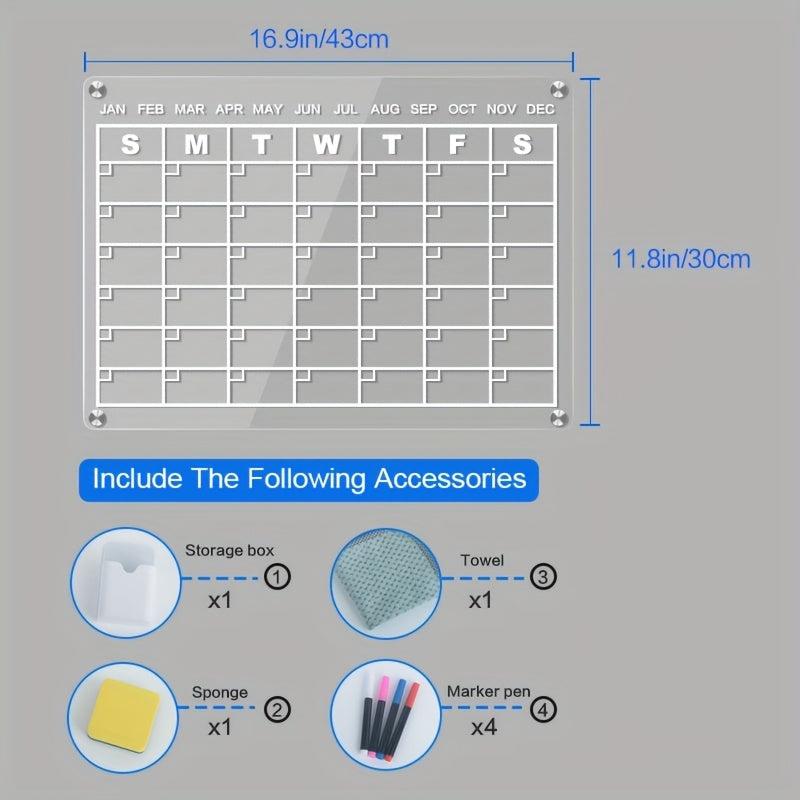 Acrylic Magnetic Dry Erase Calendar Board For Fridge 34.8x24.89 Inches