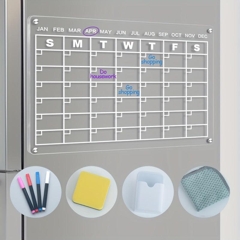 Acrylic Magnetic Dry Erase Calendar Board For Fridge 34.8x24.89 Inches