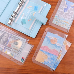 A6 6 Hole Binder Pockets Budget Cash Envelopes Clear Zipper Folders