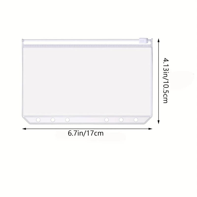 A6 6 Hole Binder Pockets Budget Cash Envelopes Clear Zipper Folders