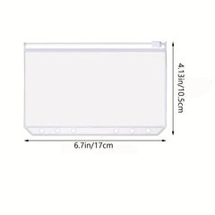 A6 6 Hole Binder Pockets Budget Cash Envelopes Clear Zipper Folders