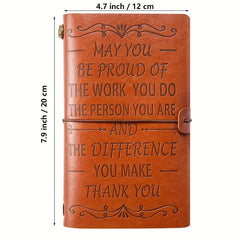 Appreciation Leather Journal Thank You Make A Difference Inspirational Notebook