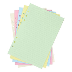 Colorful 6 Hole Punched Ruled Refills for Personal Size Binder