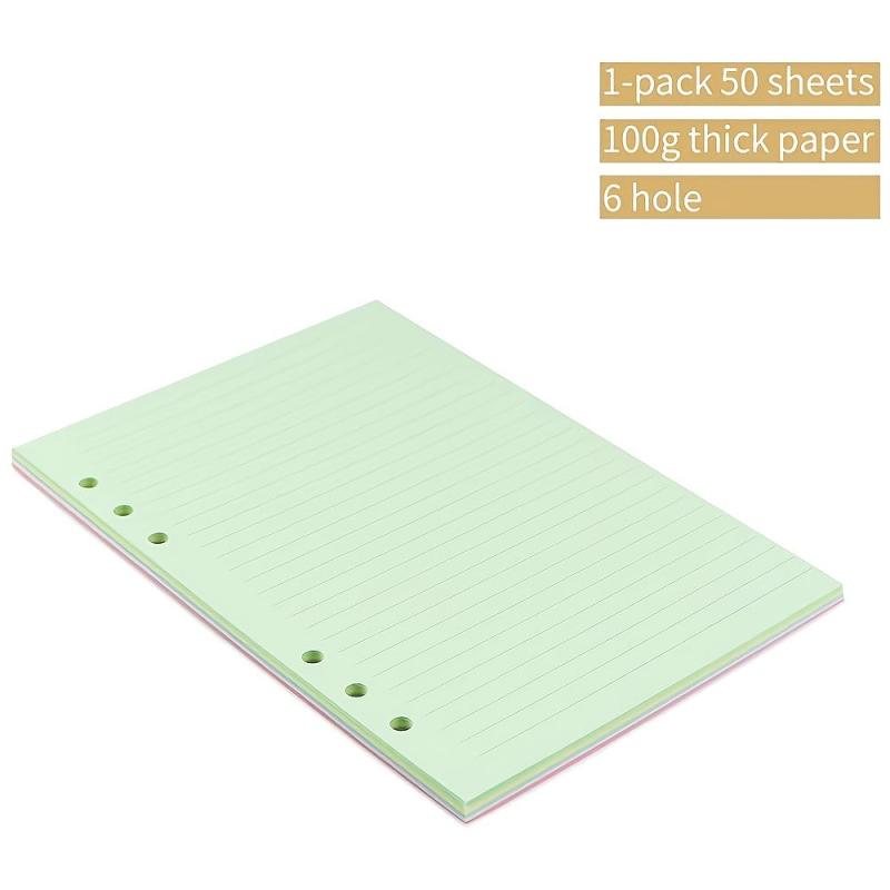 Colorful 6 Hole Punched Ruled Refills for Personal Size Binder