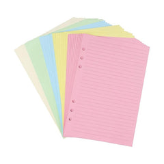 Colorful 6 Hole Punched Ruled Refills for Personal Size Binder