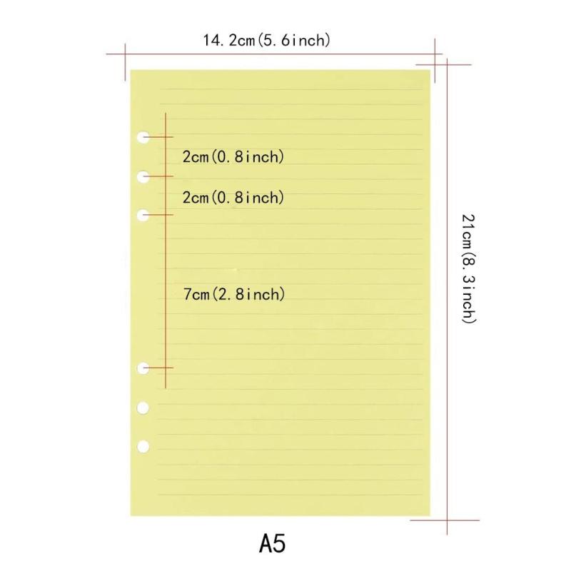 Colorful 6 Hole Punched Ruled Refills for Personal Size Binder