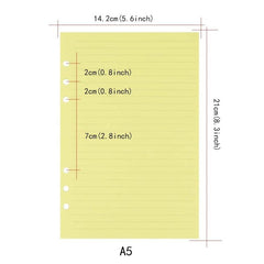 Colorful 6 Hole Punched Ruled Refills for Personal Size Binder