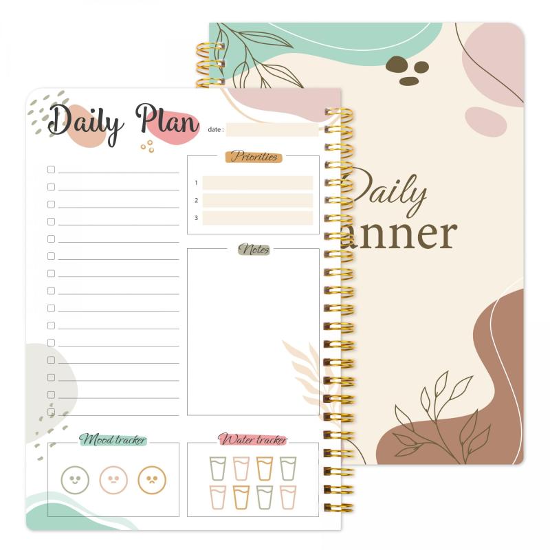 Daily Planner Notebook with Priorities, Notes, Mood & Water Tracker - 52 Sheets
