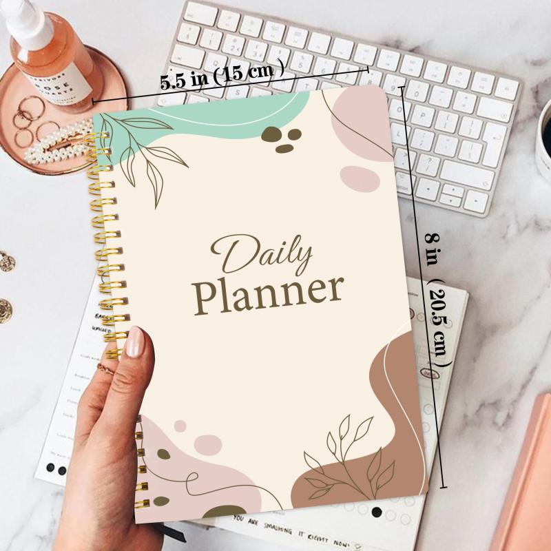 Daily Planner Notebook with Priorities, Notes, Mood & Water Tracker - 52 Sheets