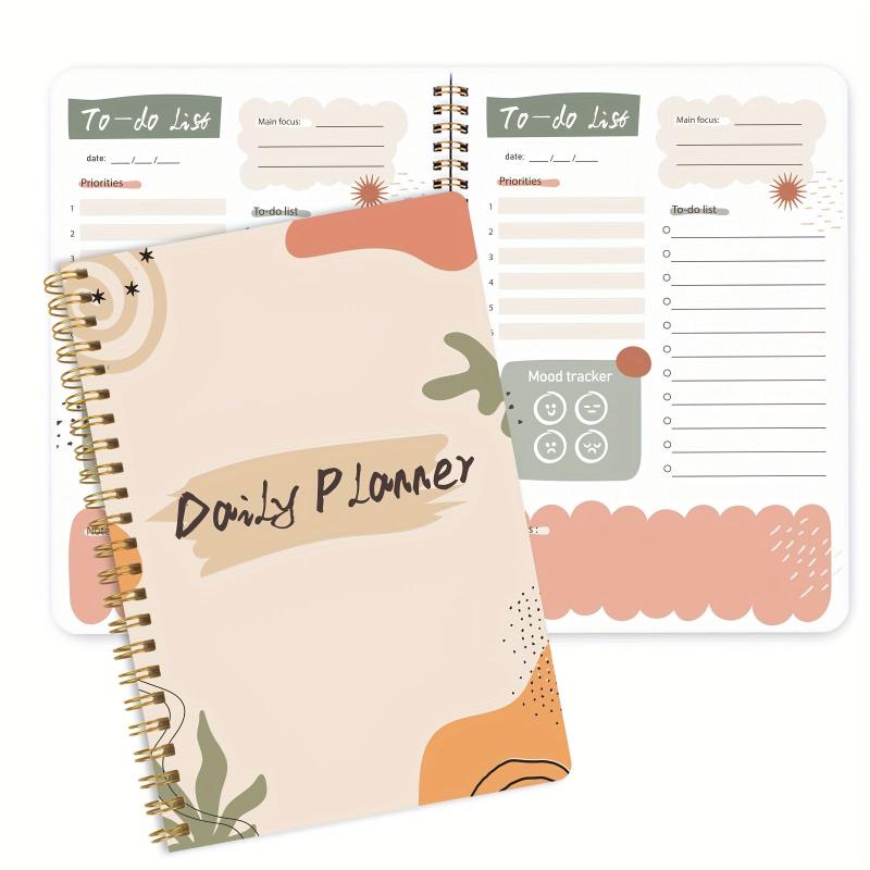 Daily Planner Notebook with Priorities, Notes, Mood & Water Tracker - 52 Sheets