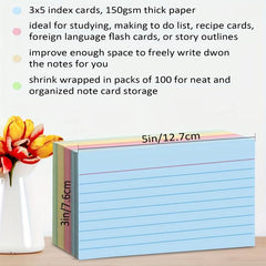 7x12.7 cm Colorful Index Cards 100 Sheets