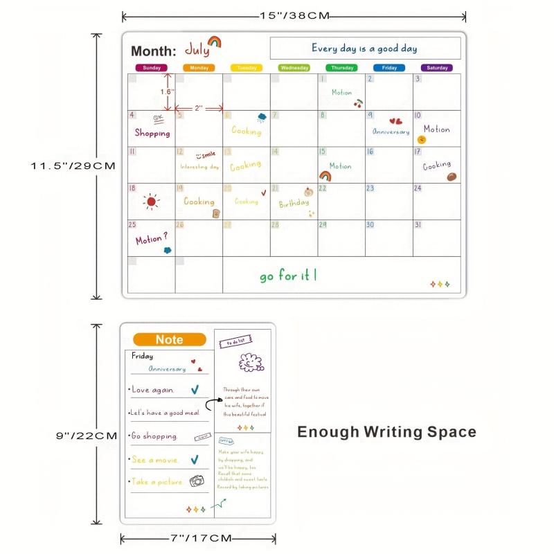 Magnetic Dry Erase Calendar Board for Fridge