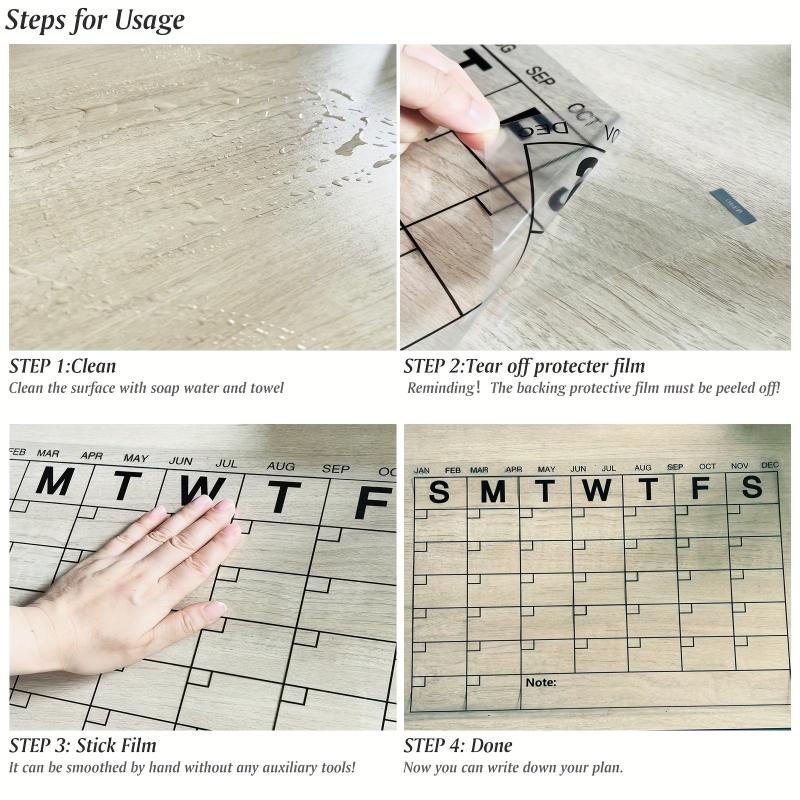 3 Pack Reusable Dry Erase Sheets & Calendar Stick to Any Smooth Surface