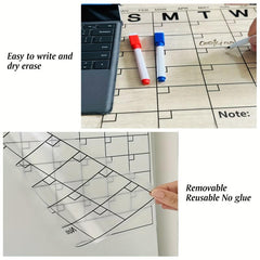 3 Pack Reusable Dry Erase Sheets & Calendar Stick to Any Smooth Surface