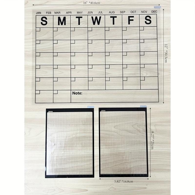 3 Pack Reusable Dry Erase Sheets & Calendar Stick to Any Smooth Surface