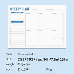 Weekly Planner Notepad Tear Out Planner Pad 52 Sheets 100gsm Paper