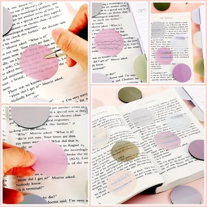 100pcs Semi transparent Sticky Notes Morandi Index Round Clear Waterproof