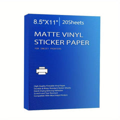 Inkjet Printable Vinyl Sticker Paper Matte 20 Sheets