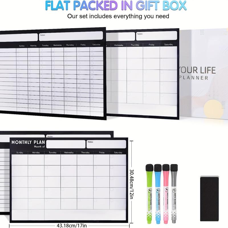 Magnetic Dry Erase Calendar for Fridge and Chore Chart 2 WhiteBoards 43 18x30