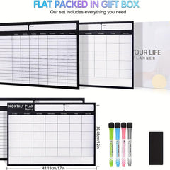 Magnetic Dry Erase Calendar for Fridge and Chore Chart 2 WhiteBoards 43 18x30