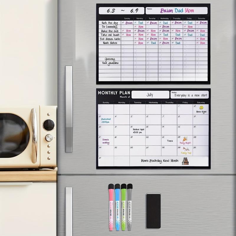 Magnetic Dry Erase Calendar for Fridge and Chore Chart 2 WhiteBoards 43 18x30