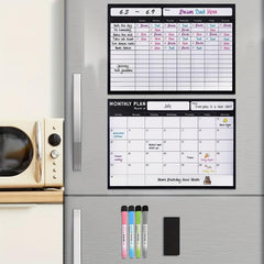 Magnetic Dry Erase Calendar for Fridge and Chore Chart 2 WhiteBoards 43 18x30