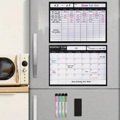 Magnetic Dry Erase Calendar for Fridge and Chore Chart 2 WhiteBoards 43 18x30