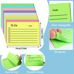 50 Sheets Fluorescent Sticky Notes Memo Pad Stickiness Enhancement