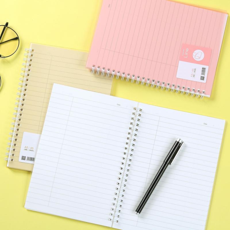 80 Sheet Coil Notebook Waterproof Hardcover Horizontal Line Grid PP Cover